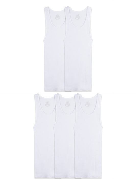 Fruit of the Loom boys Cotton Tank Top Undershirt (Multipack) Underwear, - 5 Pack White, X-Small US