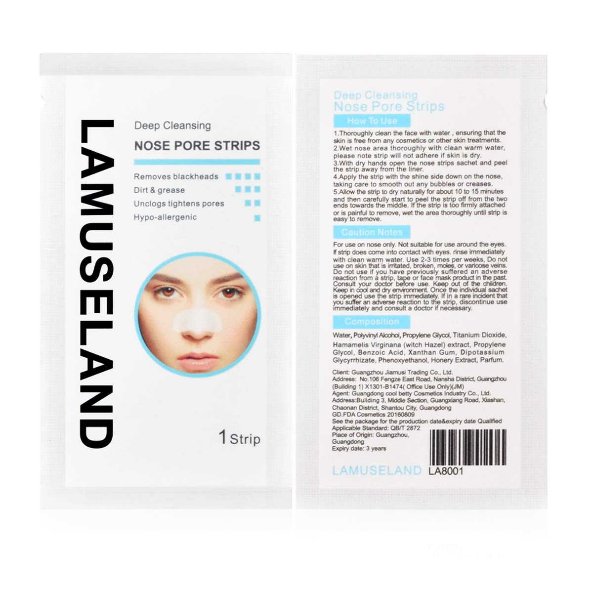 LAMUSELAND Deep Cleansing Pore Strips, 30 Pcs Nose Strip Set for Blackhead Removal Cleaner Facial Mask for Women Men (30 Strips)