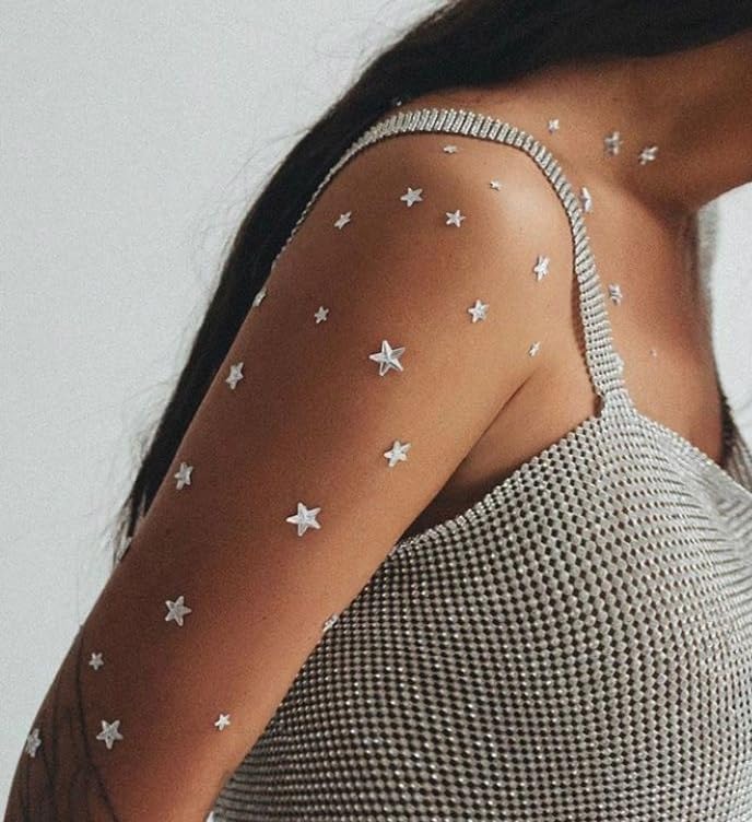 Star Face Stickers, Glitter Temporary Tattoos for 4th of July