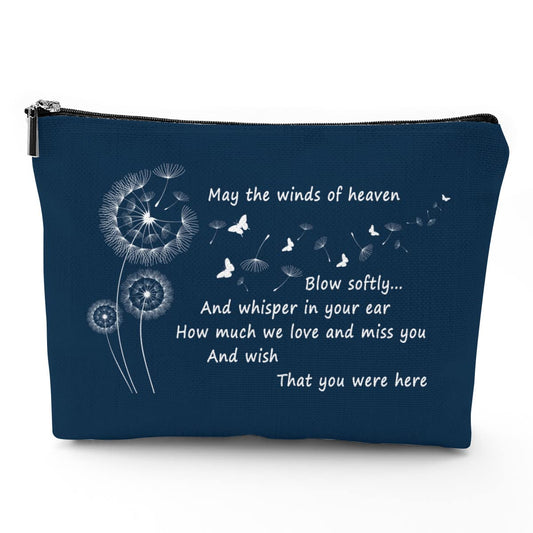 IENDY Sympathy Condolence Gifts Memorial Bereavement Gift for Loss of Loved One, Loss of Mother Cosmetic Makeup Bag Remembrance Gift for Coworker Family Friend, May The Winds Of Heaven Blow Softly