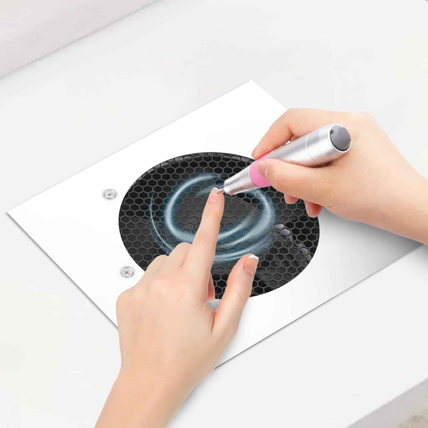 Powerful 80W Nail Dust Collector Built in Table Desk Nail Vacuum Cleaner Professional Table Embedded Dust Extractor Vacuum Built in Desktop Nail Dust Collector Quiet Nail Fan Acrylic Nail Tools