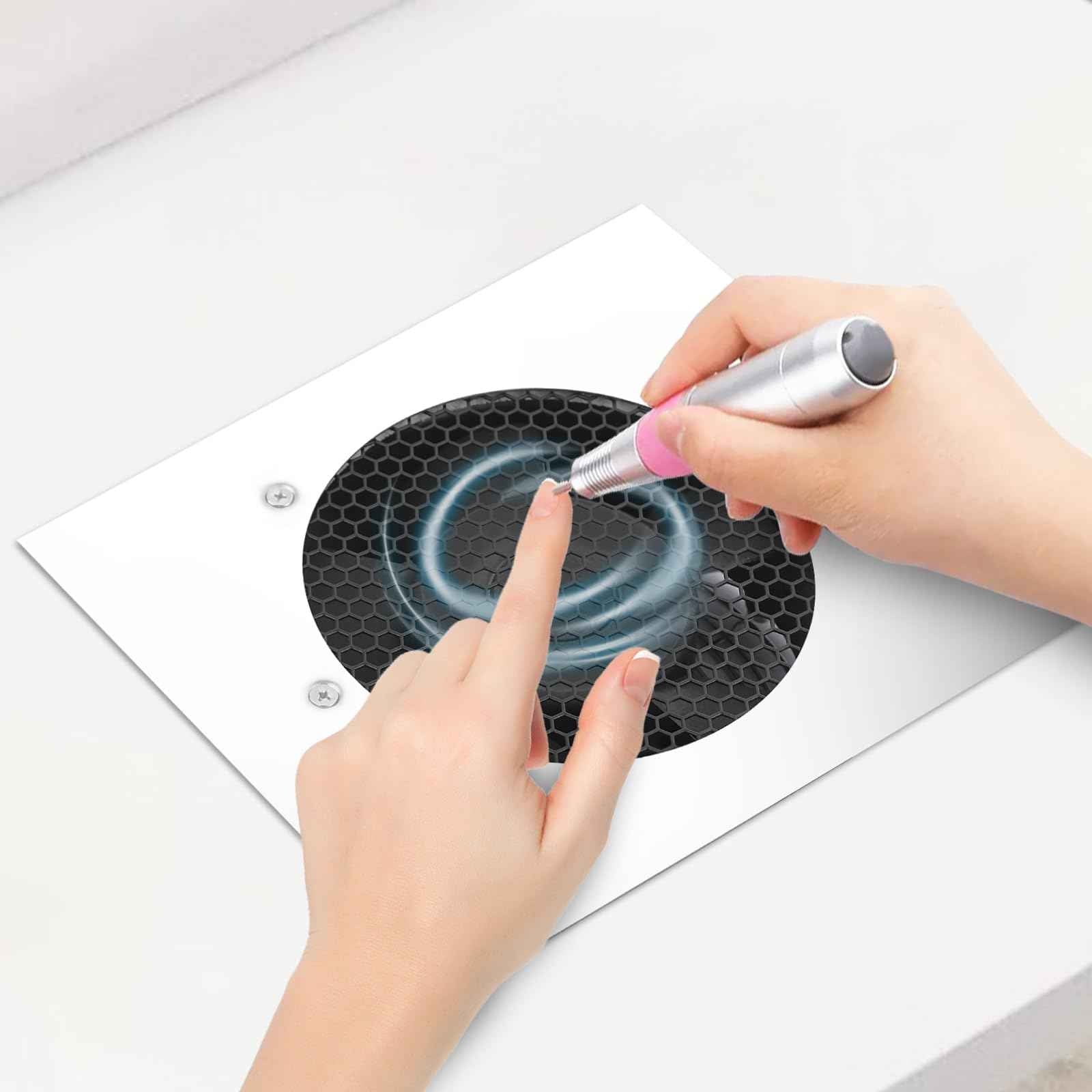 Powerful 80W Nail Dust Collector Built in Table Desk Nail Vacuum Cleaner Professional Table Embedded Dust Extractor Vacuum Built in Desktop Nail Dust Collector Quiet Nail Fan Acrylic Nail Tools