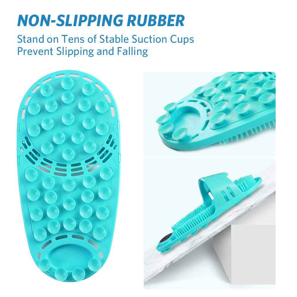 meidong Silicone Shower Foot Scrubber Personal Foot Massage and Cleaning, Non-Slip Foot Scrubber for Men and Women (1PCS Green)