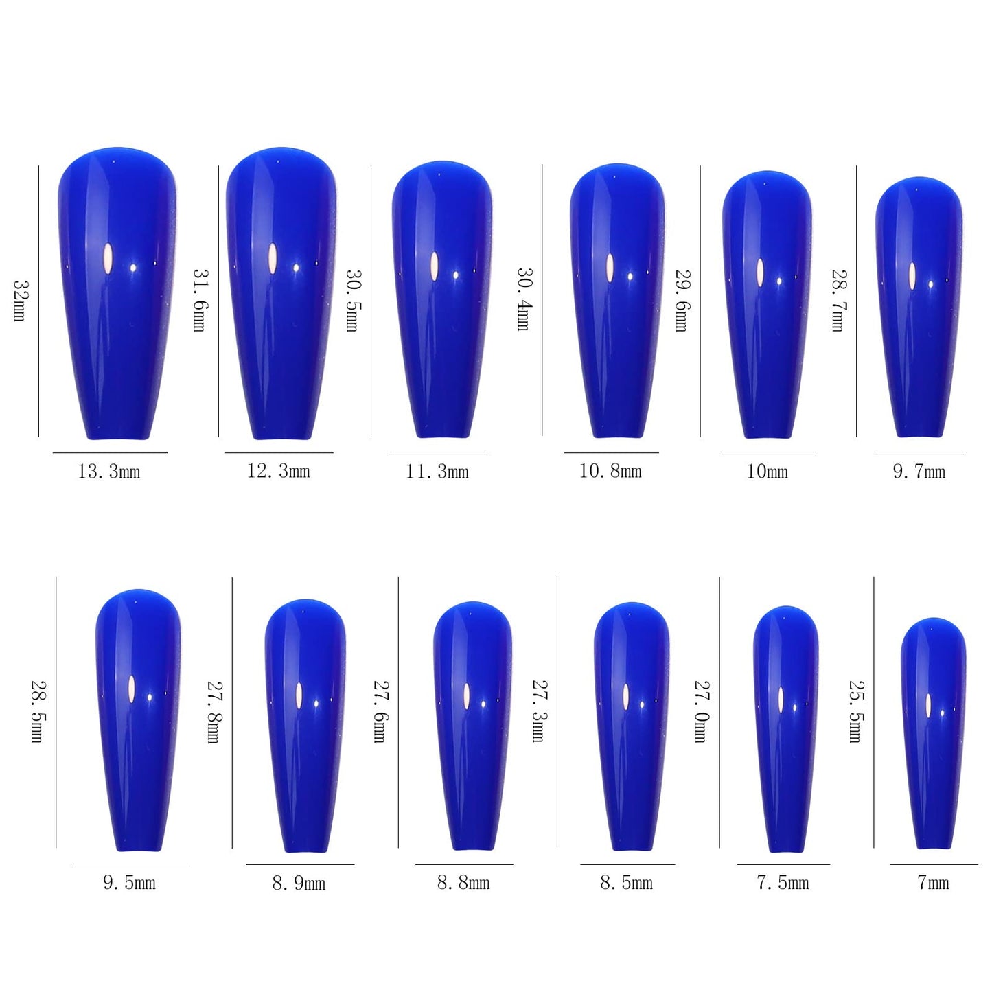 CHANGAR 576PCS Coffin Press on Nails Long Square False Nails 24 Solid Color Acrylic Glossy False Nails Set Long Ballerina Fake Nails Full Cover Acrylic False Nail tips for Nail Art DIY