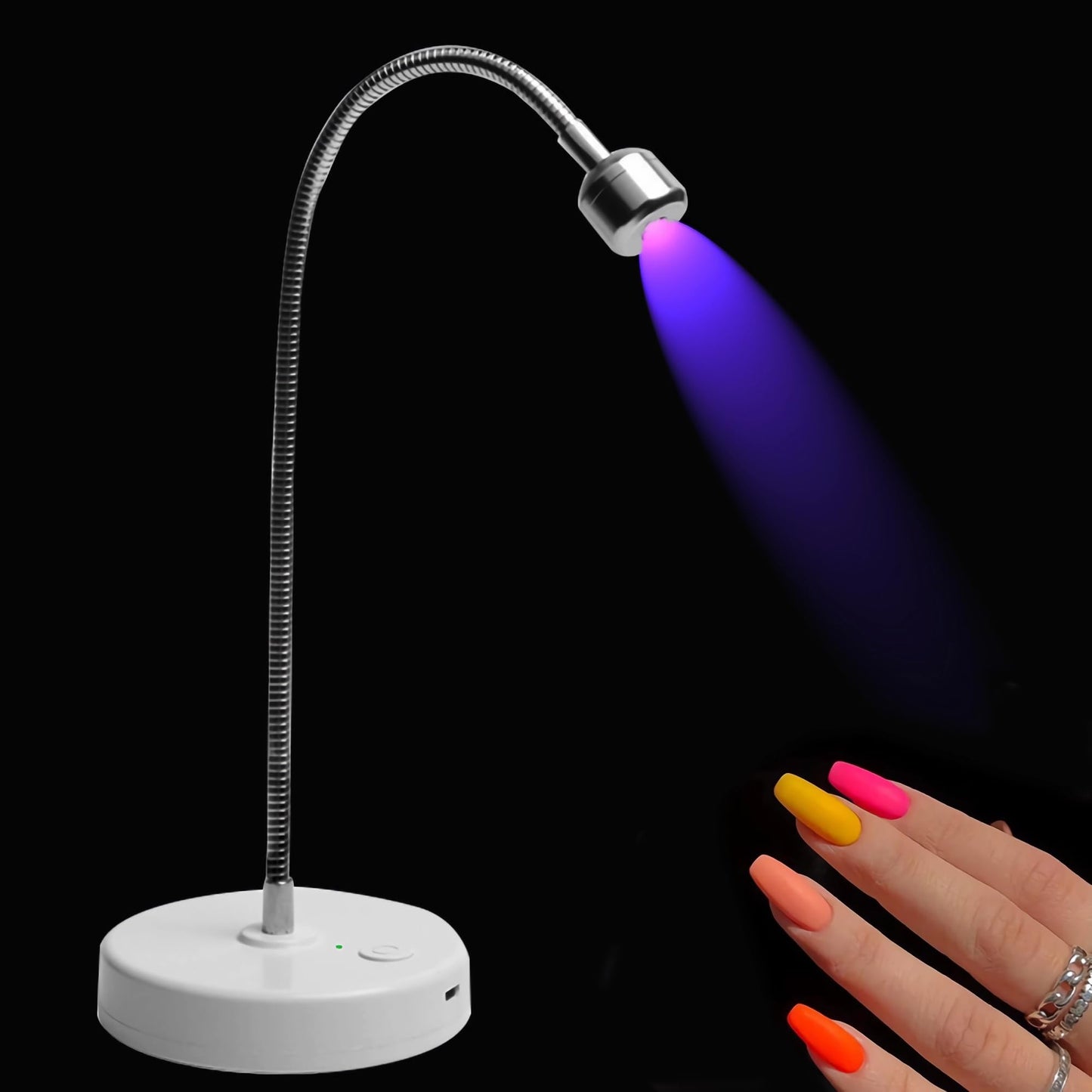YIZHUO 3W UV/LED Nail Lamp, Flash Cure Light for Gel-X & Semi-Cured Gel Strips, Portable Rechargeable Gooseneck Design, Cordless Nail Dryer for Home Salon Use
