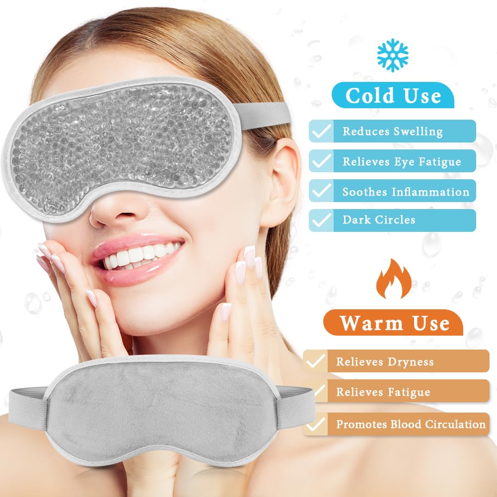 my novel things Cooling Eye Mask and Silky Sleep Mask 4 Packs for Man Women for Sleeping Frozen Ice Eye Mask Cold Warm Compress Dark Circles Puffiness Dry Eyes Gifting