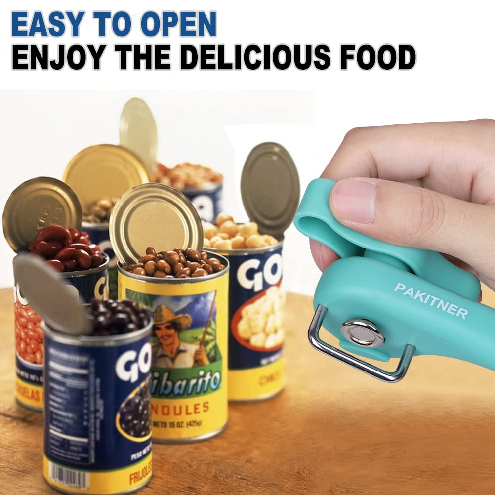 PAKITNER- Cut safe can opener, Manual can opener smooth edge - handheld Side cut can opener, Ergonomic Smooth Edge, Food Grade Stainless Steel Cutting Can Opener for Home, Kitchen & Restaurant, Green