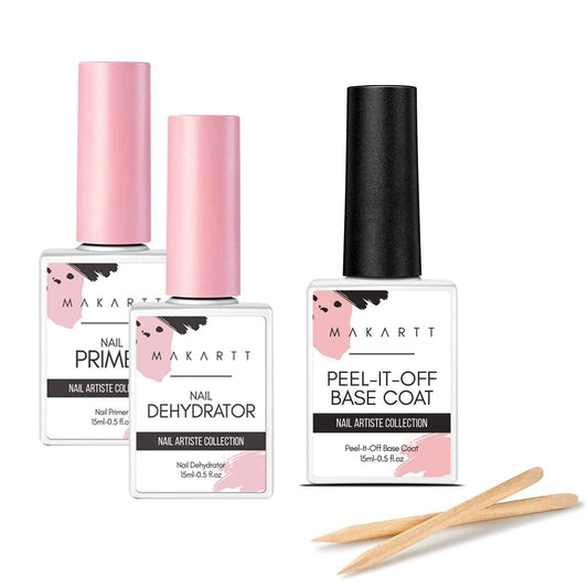Makartt Nail Primer Natural Nail Dehydrator Primer for Acrylic Nails Gel Polish Bundle Peel Off Base Coat, 15ml UV Gel Base Coat Nail Polish Peelable Base Gel