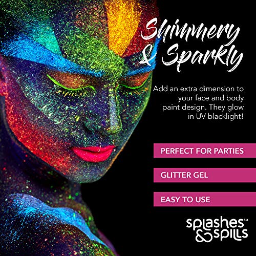 UV Glitter Body Paint Gel - 4 Colors Glow Set