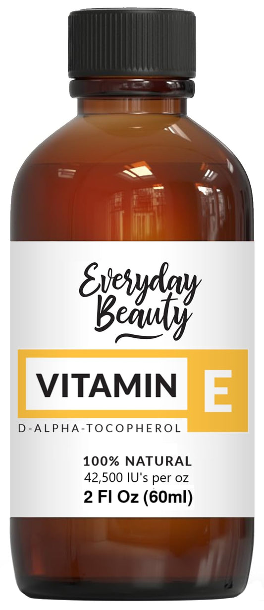 Pure Vitamin E Oil for Scars - D-Alpha Tocopherol 100% Pure & All Natural 2oz 42,500 IU per oz - Thick, Amber Color, Nutty Aroma - From Wheat Germ -Face Body Hair -DIY Cosmetics & After Surgery Scars