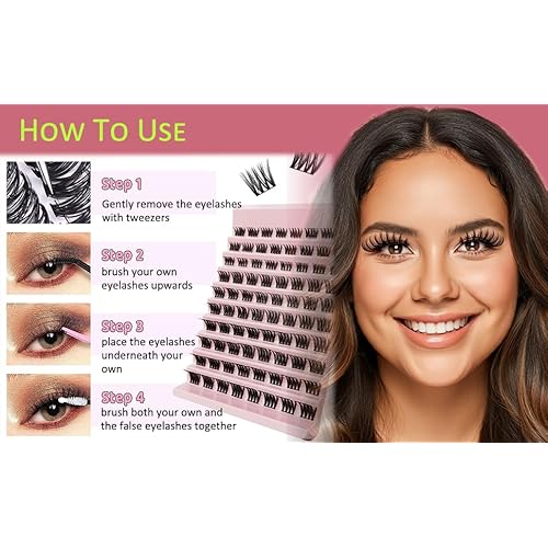 False lashes Valentine's Day Lash Clusters Kit-Wispy Lash Clusters Manga Lashes Kit D Curl Natural Fluffy Wispy Eyelash Extensions,Individual DIY Natural Cluster Lashes (110PCS - 8/10/12mm)