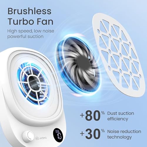 CurvLife Cordless Nail Dust Collector 6000RPM Brushless, Strong Suction Quiet Fan, 10 Speed Settings & LED Display, Rechargeable 6H Vacuum for Acrylic Nails, Mini Portable for Salon & Home