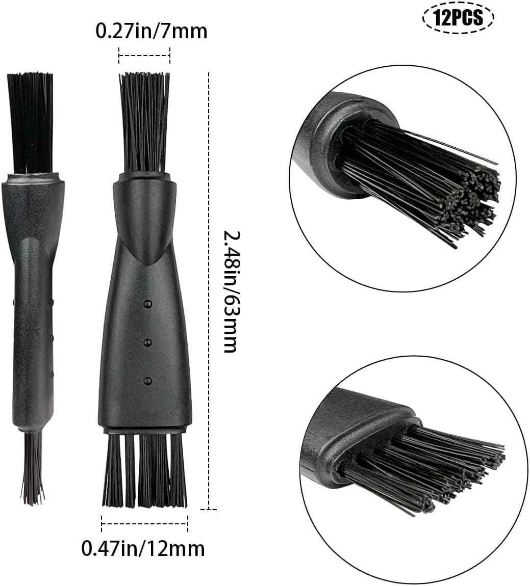 24pcs Men's Electric Shavers Cleaning Brush Double-Sided Shavers Brush Hair Brush Cleaner Tool Tiny Multi-Function Beard Brush Kit (Black)