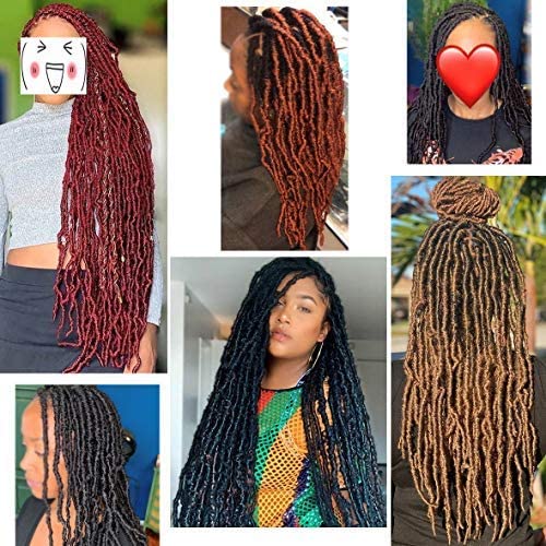 Xtrend 2 Packs New Faux Locks Crochet Braids Hair 24 Inch Most Natural Soft Locks Crochet Hair Extend Synthetic Braiding Hair 18 Strands Hair Extensions For Women 1B27613#