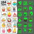 Partywind 204 Styles Glow Easter Kids Temporary Tattoos for Easter Basket Stuffers, Individually Wrapped Sheets Easter Tattoo Stickers for Boys Girls Party Favors, Easter Egg Hunt Games Essentials