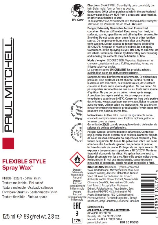 Paul Mitchell Spray Wax - Pliable Texture Satin Finish