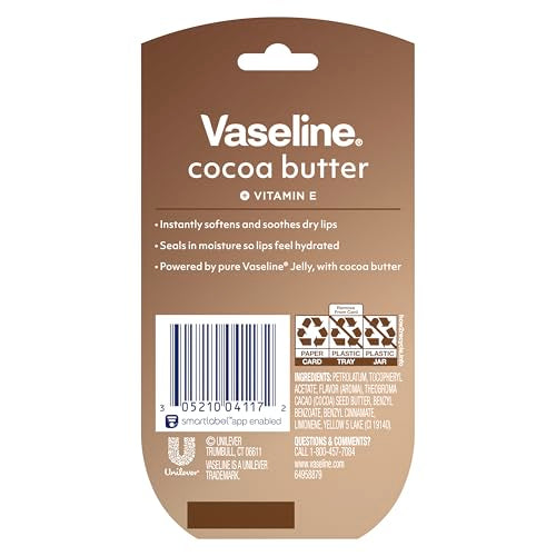 Vaseline Lip Therapy Cocoa Butter Mini Lip Balm for Dry Lips 0.5oz Pack of 2