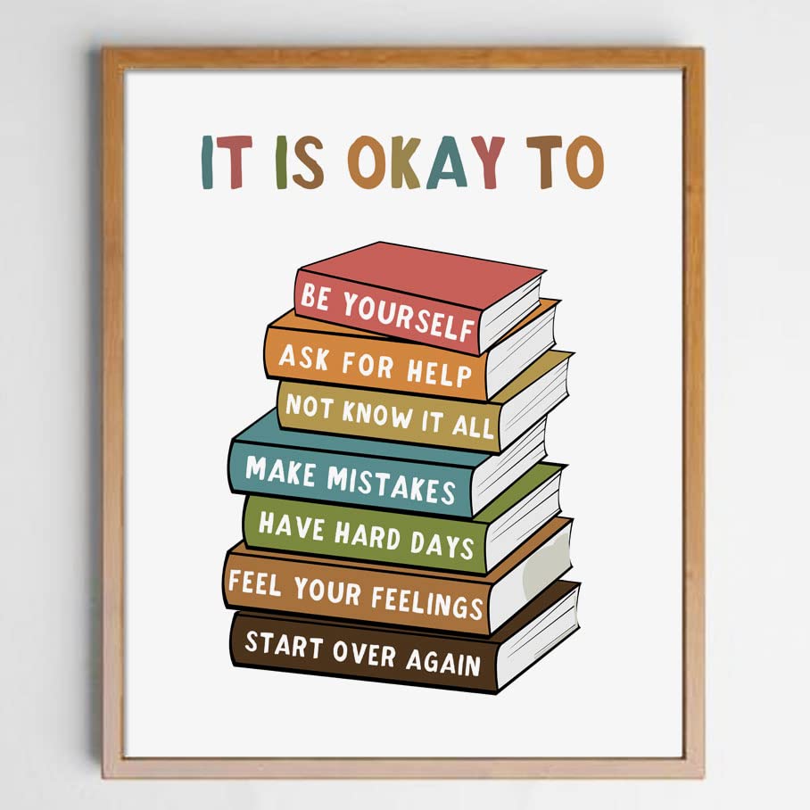 It Is Okay To Feel, Boho Classroom Decor, My Feelings, Classroom Poster, Educational Wall Art, Be Yourself, Playroom Wall Art Decor, School Counselor, Therapy Office Decor, No Framed (11x14 INCH)