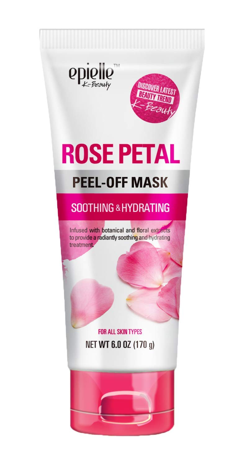 Epielle Rose Petal Peel Off Face Mask | Soothing and Hydrating with Pink Rose | Deep Pore Cleansing and Blackhead Remover Mask | 6.0 fl oz | 2 Bulk Pack