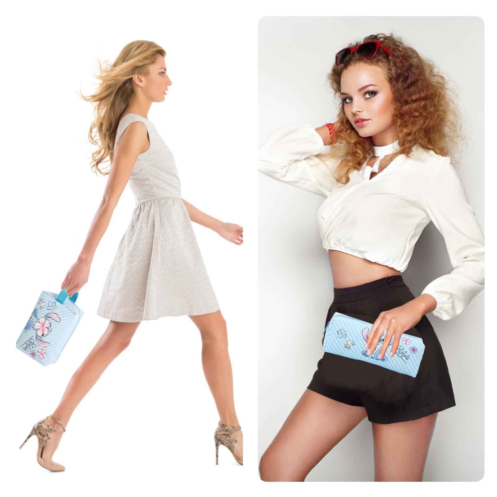 MOBRWUVS Travel Cosmetic Bag, Large Capacity Cartoon Cosmetic Pouch Makeup Bag with Zipper, Travel Toiletry Bag Makeup Accessories Organizer, The Best Gift for Women (Blue)