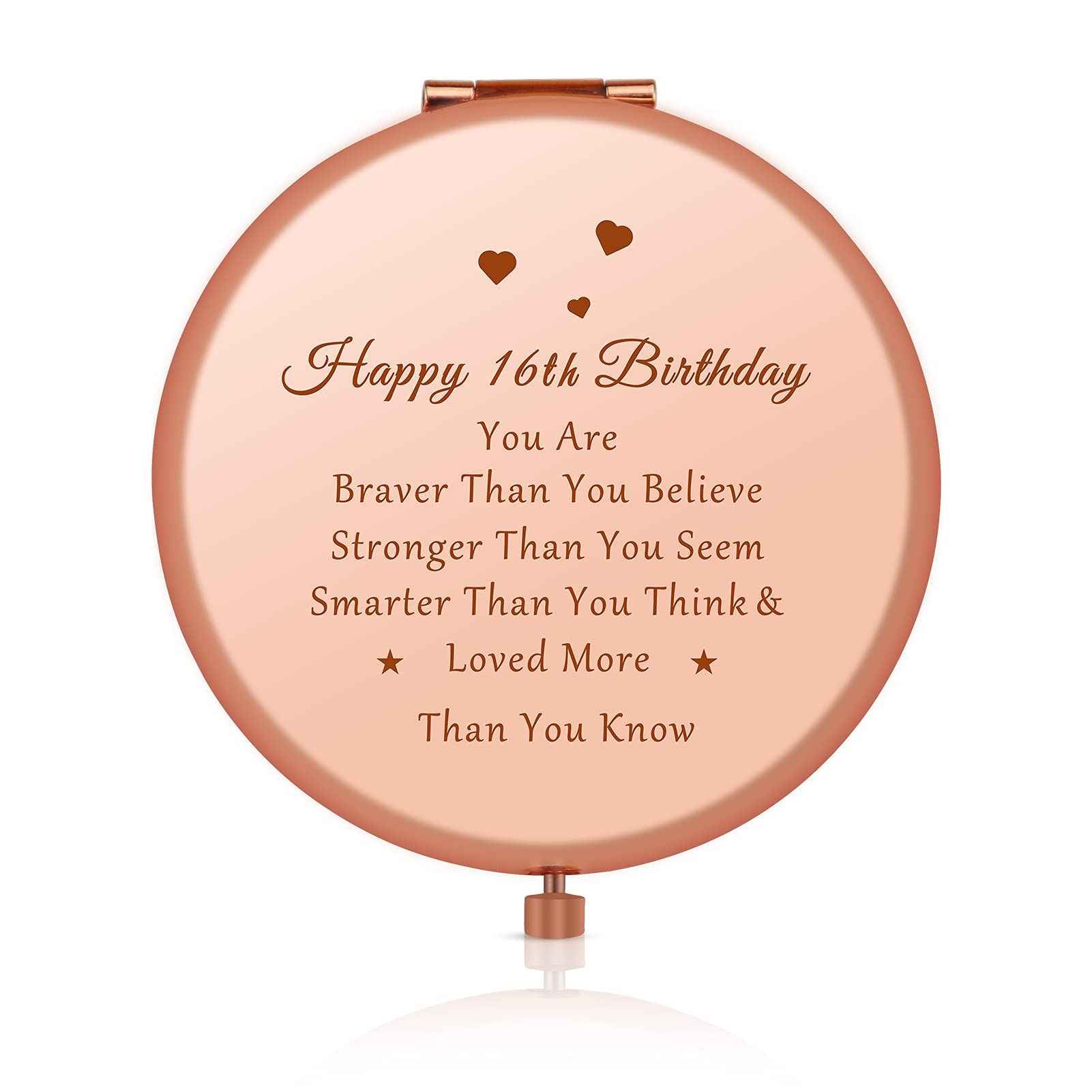 Jielahua 16th Birthday Gifts for Girl Sweet 16 Year Old Birthday Gifts Ideas for Girls Daughter Granddaughter Niece Travel Mirror Compact Makeup Mirror Birthday Gifts from Sister Friendship Gifts