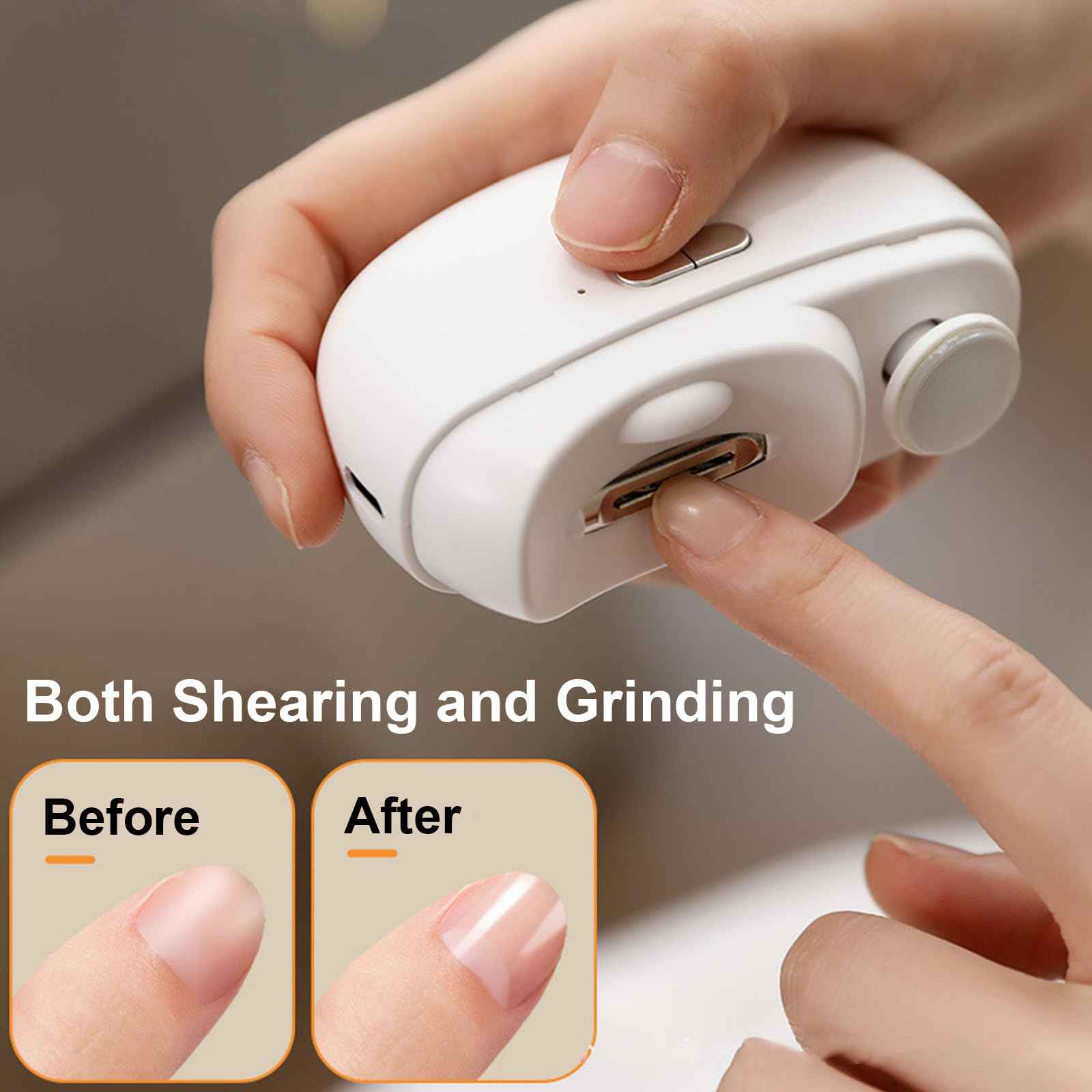 Electric Nail Clipper, New 2 in 1 Automatic Nail Trimmer, ElectricNail with Polishing, Manicure Set Multifunctional Nail Trimmer for Baby, Kids, Adults, Seniors (White)