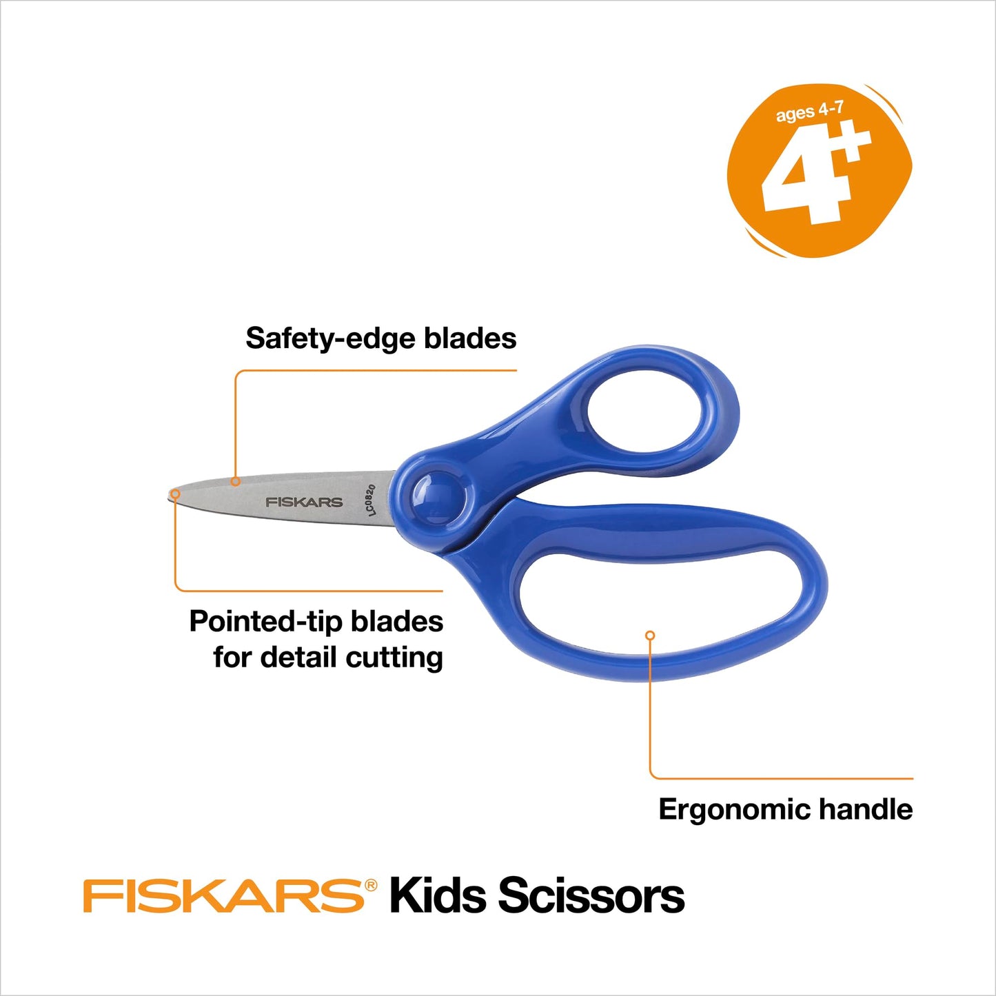 Fiskars 5" Pointed-Tip Scissors for Kids 4-7 (3-Pack) - Scissors for School or Crafting - Back to School Supplies - Red, Blue, Turquoise