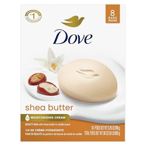 Dove Shea Butter Beauty Bar Soap, 8 Count | Moisturizing