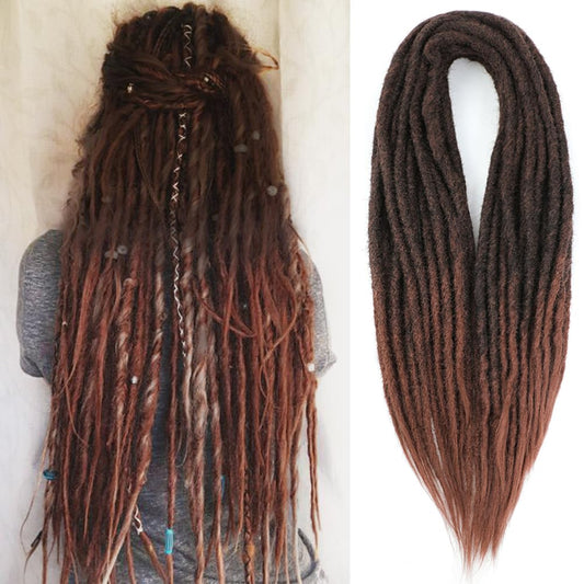 BUFENGSUN Straight Dreads Synthetic Double Ended Dreadlock Extensions 24inches 5 Strands Width 1.2cm Soft DE Dreadlocks Extensions for Women (5 Strands, 1B/30)