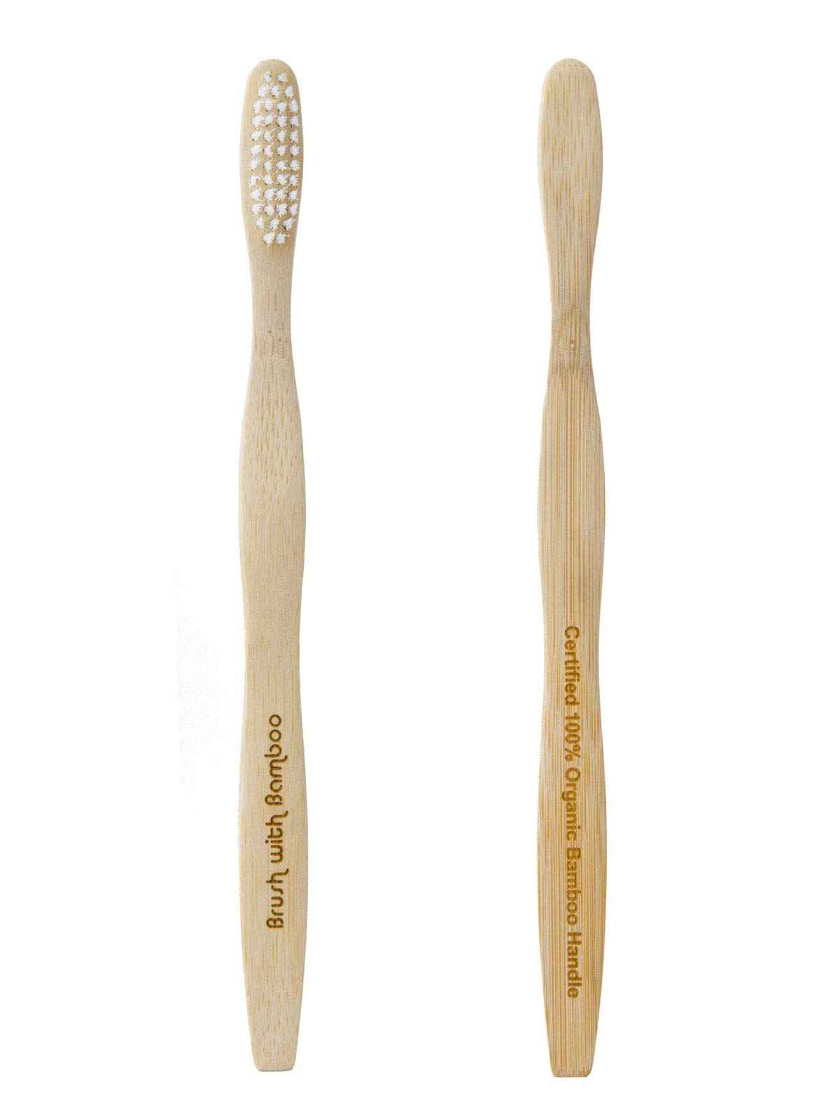 Brush with Bamboo Toothbrush with Plant-Based Bristles - 4 Pack