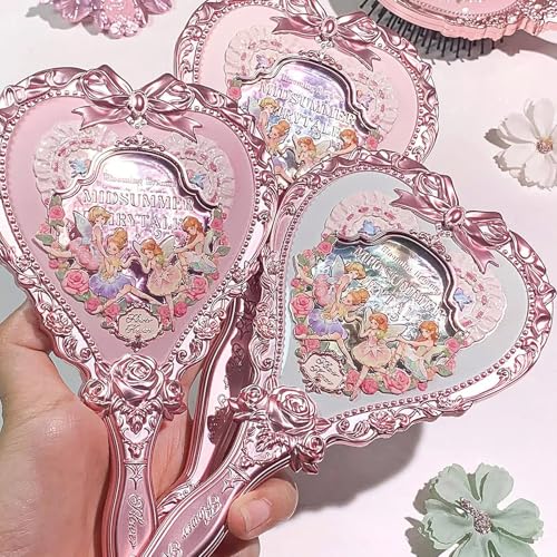 Flower Knows Heart-Shaped Hand Mirror, Vintage Princess Design