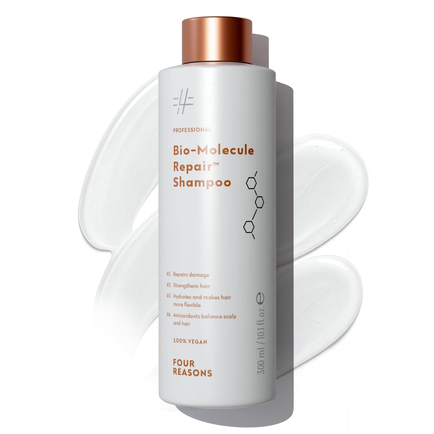 FOUR REASONS Bio-Molecule Bond Repair Shampoo for Color Treated Hair – Moisturizing, Strengthening & Anti Frizz Shampoo for Damaged Hair – Sulfate Free, Vegan & Cruelty Free, 10.1 Fl Oz