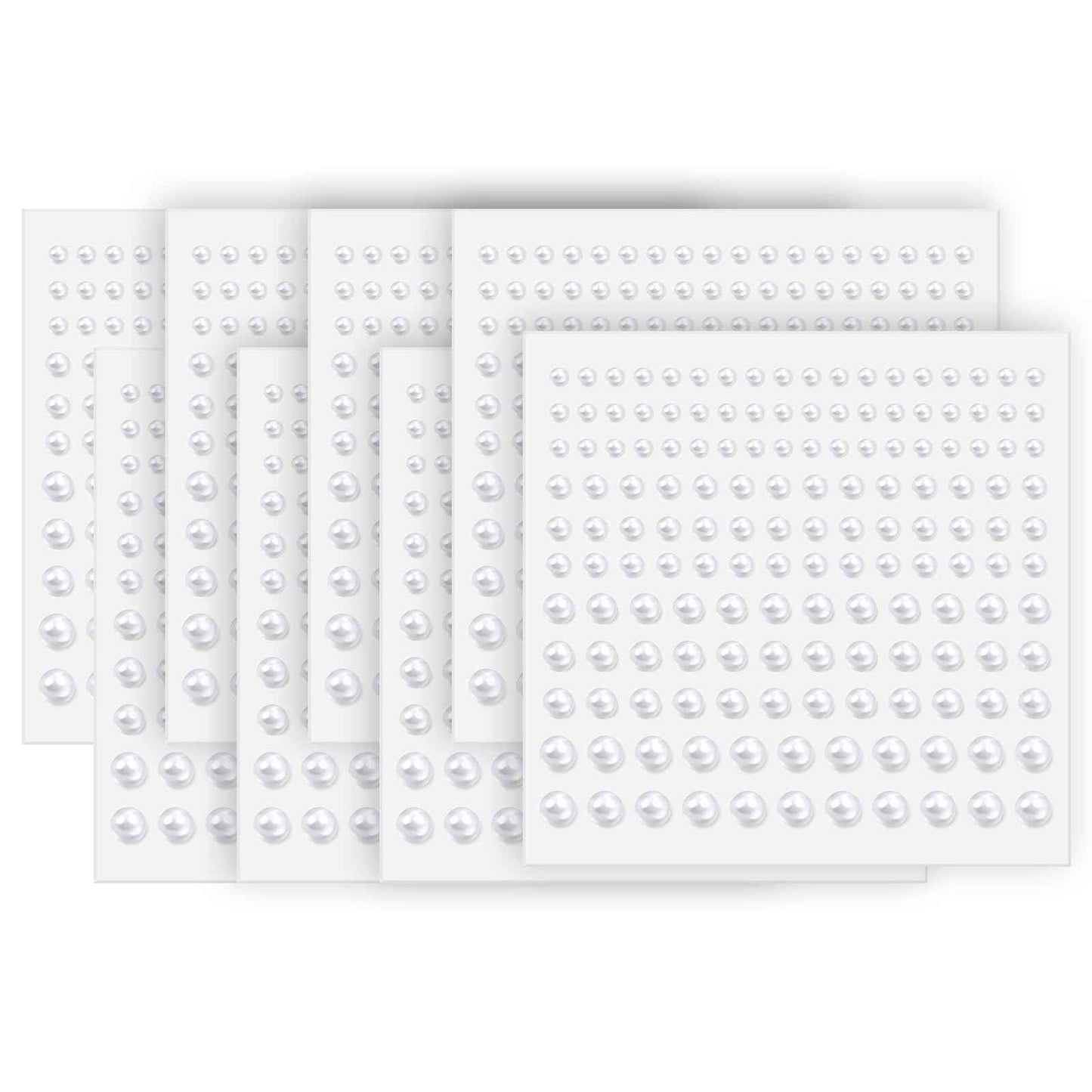 Pearl Stickers for Hair Decoration, Self-Adhesive Gems, 3-6mm White Jewels, Face Body Nail Art Craft (1320)