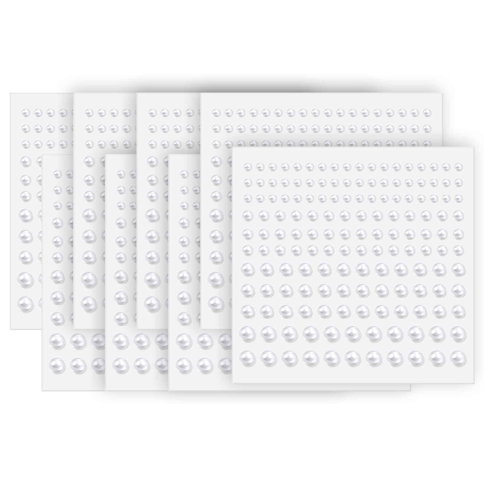 Pearl Stickers for Hair Decoration, Self-Adhesive Gems, 3-6mm White Jewels, Face Body Nail Art Craft (1320)