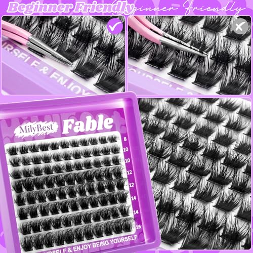 MilyBest Fable Lash Clusters - 88pc DIY Eyelash Extensions 8-16mm