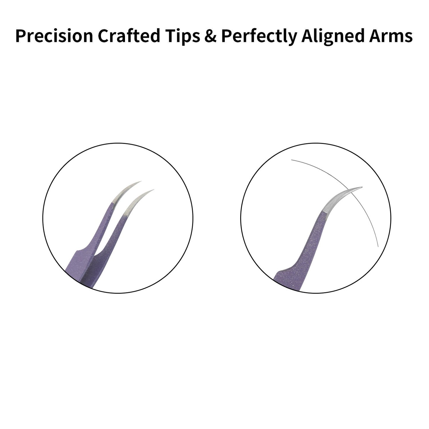 Metaleks Tweezers for Eyelash Extension - Straight and Curved Pointed Tweezers - Professional Stainless Steel Precision Tweezers set - 2 Pcs - With Pouch In Purple Powder Coating