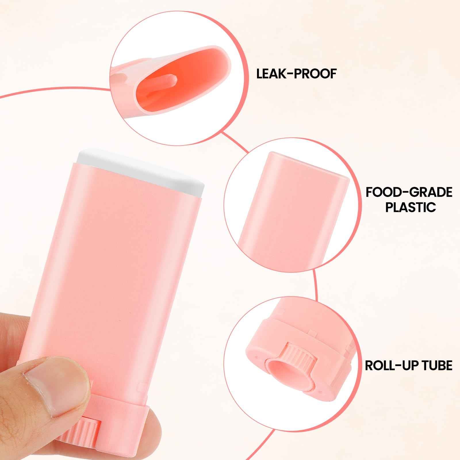 50-Pack Empty Deodorant Containers for Homemade - 0.5 oz/15ml Oval Refillable Deodorants Tubes, BPA-Free Twist-Up Plastic Sticks, Reusable DIY Deodorant Bottles for Balms & Solid Perfumes,White