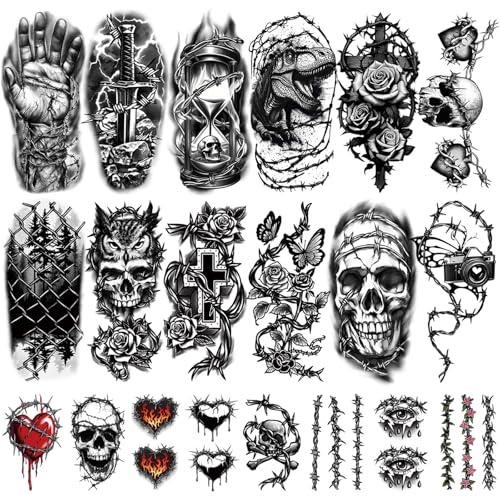 77 Sheets Barbed Wire Temporary Tattoos for Men & Women