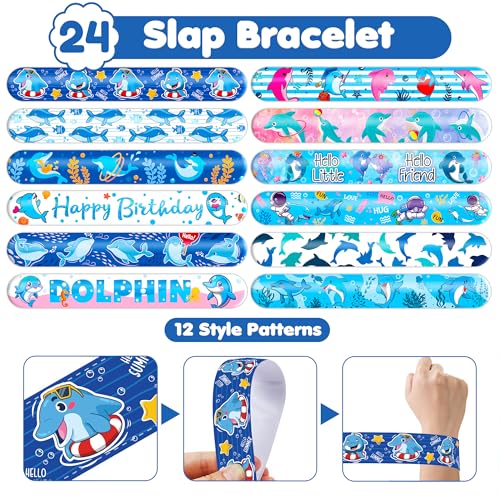Dolphin Party Favors Bundle - 48 Tattoos & 24 Slap Bracelets
