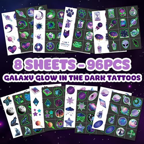 Glow Galaxy Temporary Tattoos – UV & Glow-in-Dark Stickers