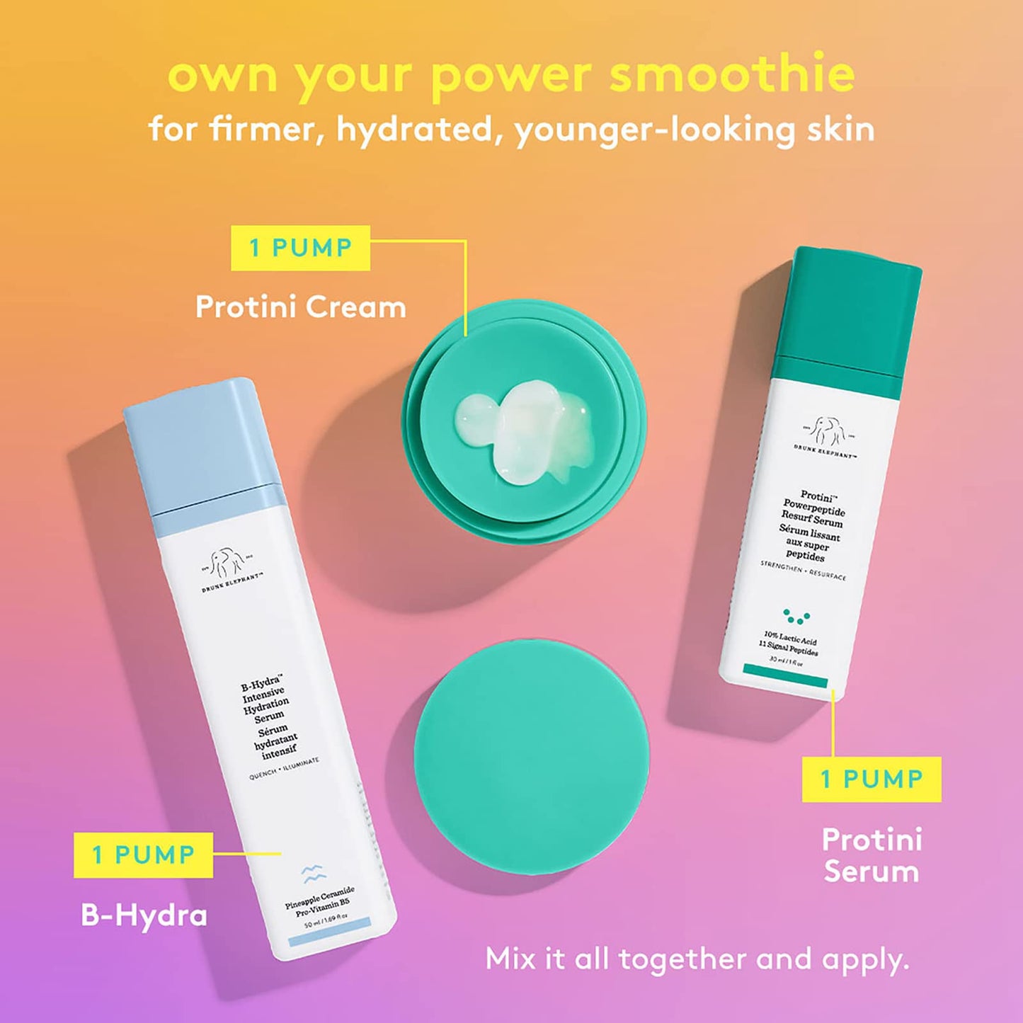 Drunk Elephant Protini Polypeptide Cream Mini. Protein Face Moisturizer with Amino Acids. (0.50 oz / 15 mL)