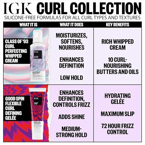 IGK CLASS OF ¡¯93 Curl Perfecting Whipped Cream | Moisture + Definition + Softens | Vegan + Cruelty Free | 5.5 Oz