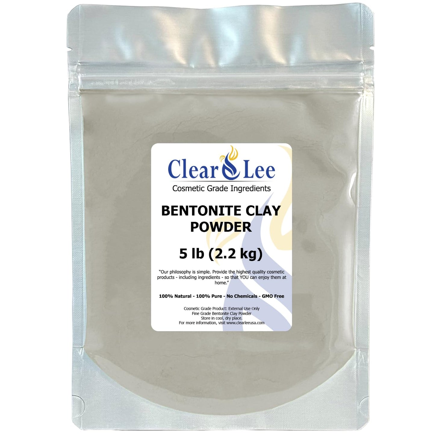 ClearLee Bentonite Clay Cosmetic Grade Powder - 100% Pure Natural Powder - Great For Skin Detox, Rejuvenation, and More - Heal Damaged Skin - DIY Clay Face Mask (5 lb)