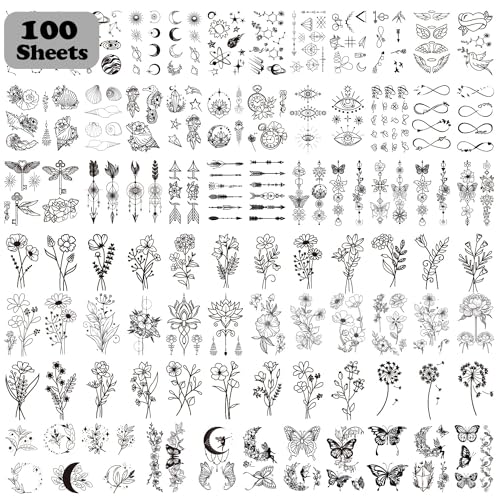 Cerlaza 100 Sheets Temporary Tattoos - 420 Designs, Realistic & Long-Lasting