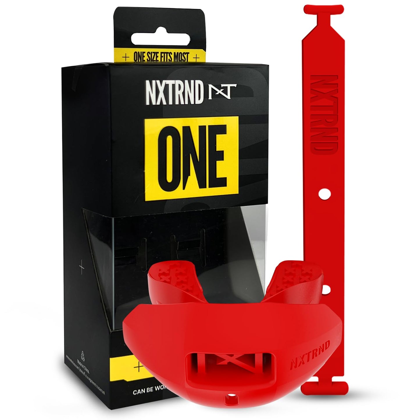 Nxtrnd One Football Mouth Guard, Strap Included, Fits Adult & Youth (Red)