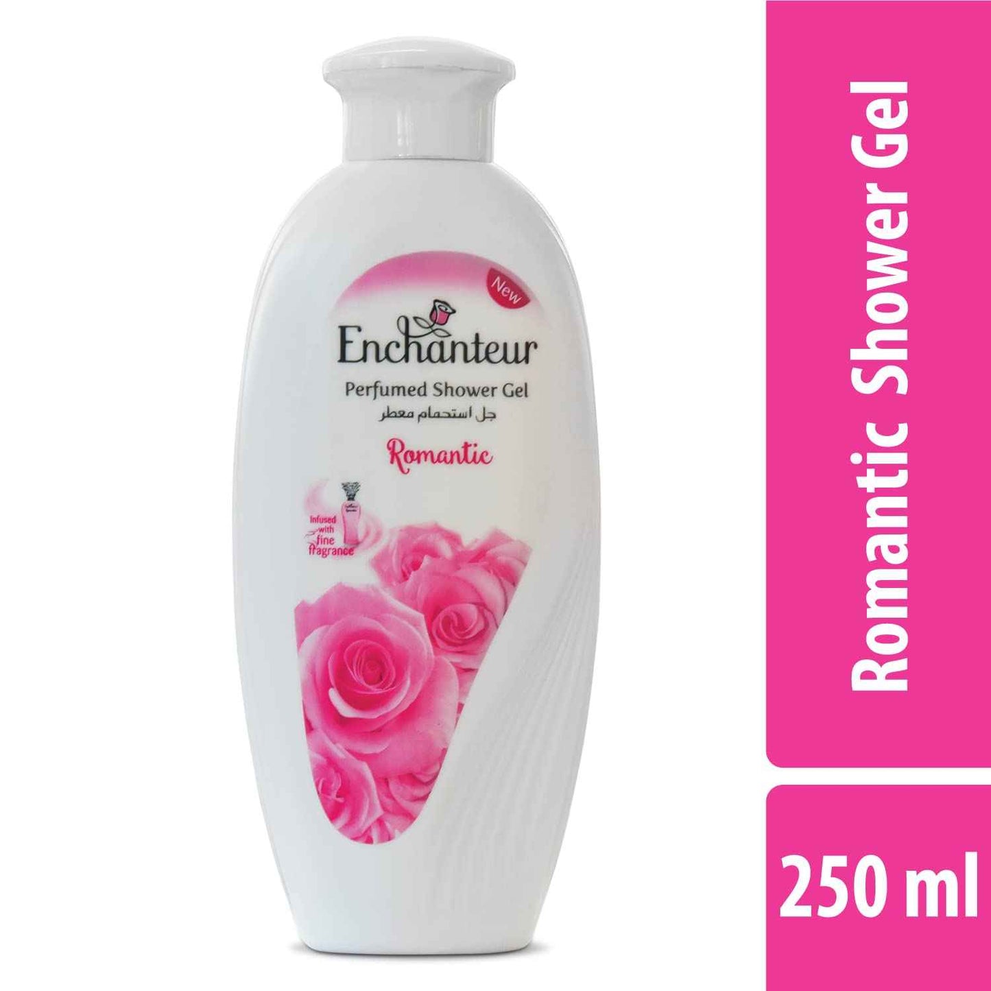 Enchanteur Romantic Perfumed Shower Gel for Women, 250g with Roses & Jasmine Extracts