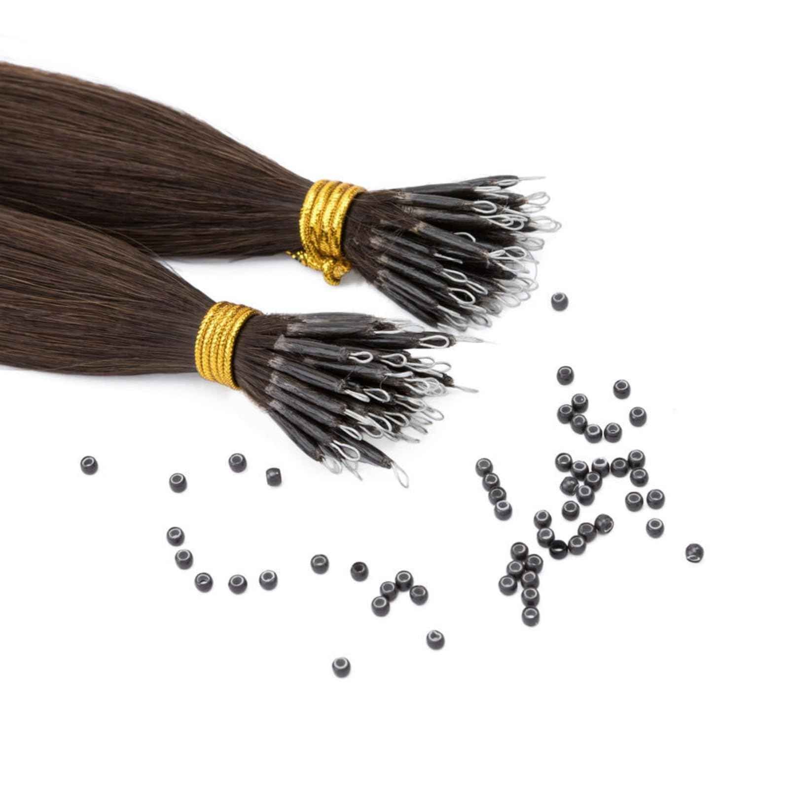 TESS Nano Bead Human Hair Extensions, Nano Ring Hairpieces Nano Tip Hair Extensions Pre-Bonded Seamless Look 50pcs/pack, 16 inch, #2R Dark Brown