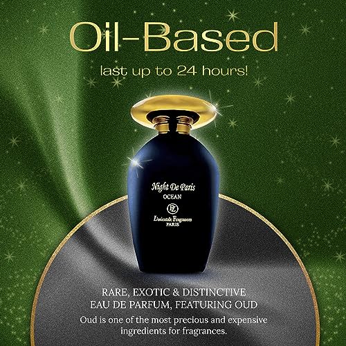 L'Orientale Fragrances Night De Paris Ocean 100ml / 3.3oz - Oil-Based Perfumes for Women & Men, Unisex Aromatic Aquatic Eau de Parfum w/Bergamot - Long-Lasting Up to 24 Hours, Ideal for All Seasons
