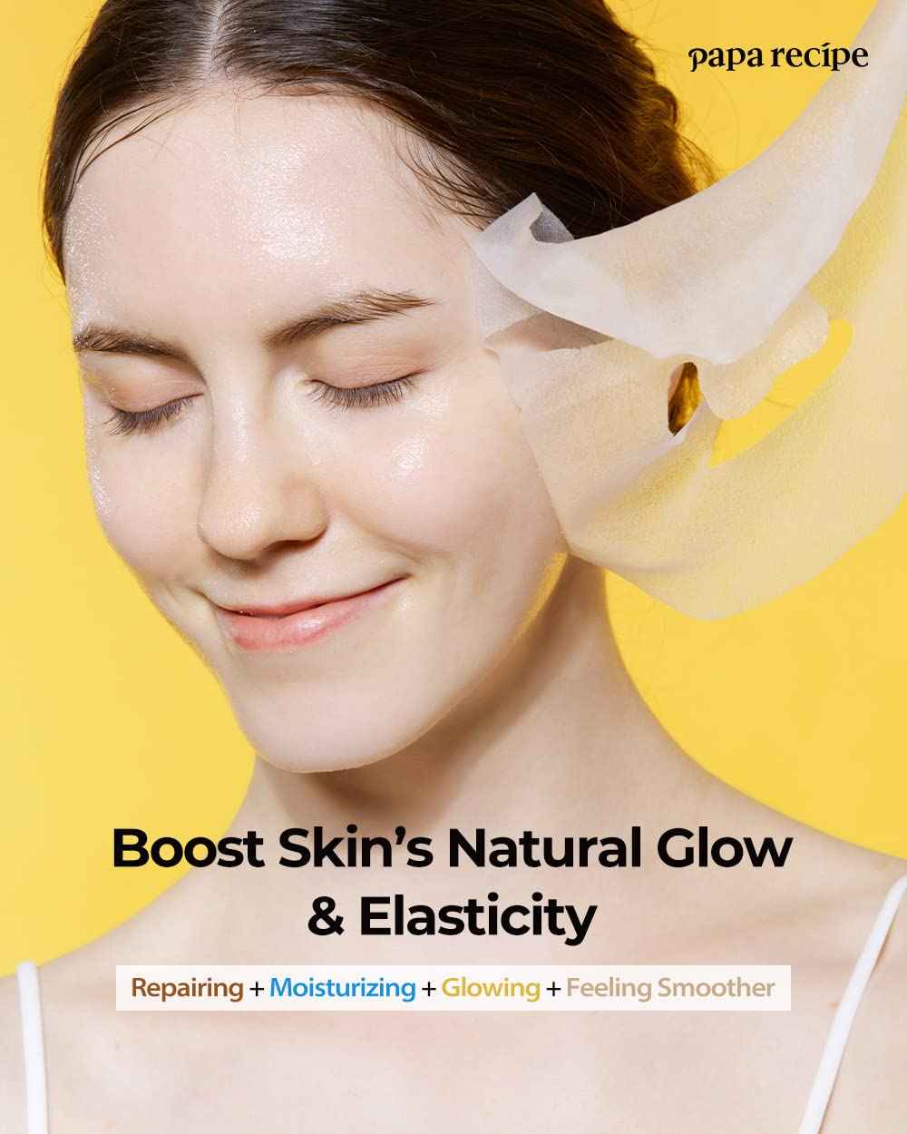 Papa Recipe Bombee Honey Mask Pack 25g * 10 sheets - Sheet Mask, Facial Skin Care, Deep Moisturizing Serum for Dry Skin - Korean Skin Care, K-Beauty, Ampoule Solidified, For radiant skin