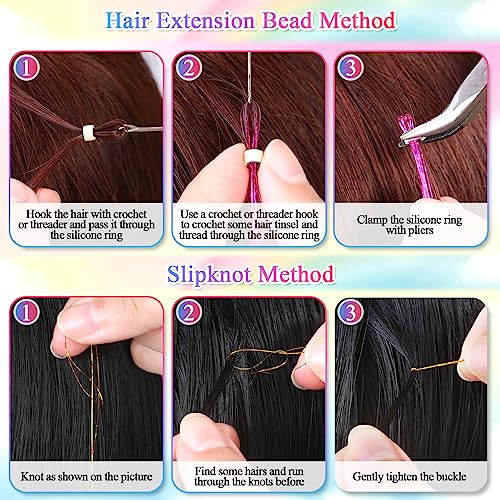 ROADPLUM Hair Tinsel Kit with 16 Colors & Hair Feathers for Party & Cosplay